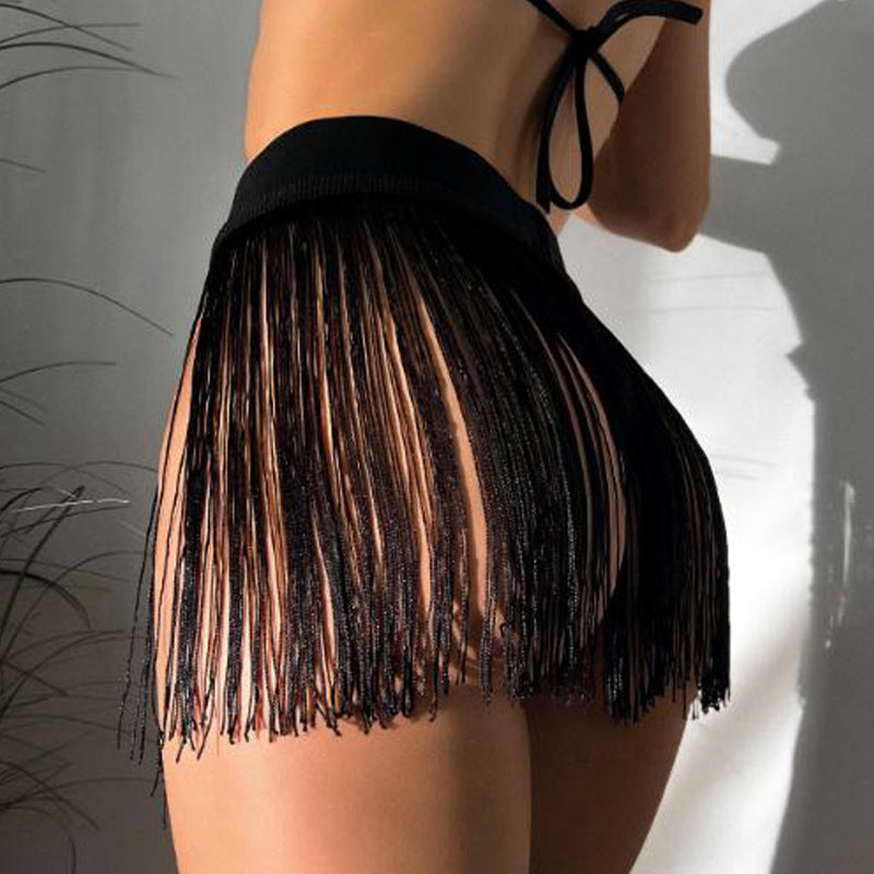 Beach Tassel Little Short Dress Bikini Beach Vacation Swimsuit Half Length Overskirt Women Bella Mia