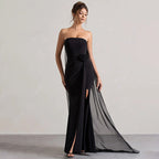 Women Clothing Summer Elegant Solid Color Tube Top Hip Wrapped Trailing Dress Women Bella Mia