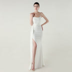 Camisole Tube Top Satin Pleated Fishtail High Slit Evening Dress Elegant Slim Dress for Dinner Ceremony Bella Mia