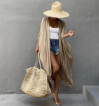 Rayon Solid Color Cardigan Holiday Casual Beach Bikini Cover 5 Colors Bella Mia