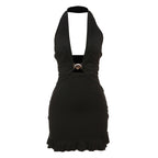 Spring Summer Women Clothing Sexy Halter Deep V Plunge neck Slim Slimming Sheath Dress Women Bella Mia