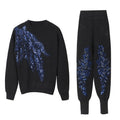 Autumn Winter Elegant Sequ round Neck Long Sleeve Leg Shaping Two Piece Slim Slimming Casual Set for Women Bella Mia