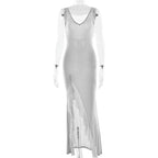 Summer Elegant Ribbon Women Dress Sexy Backless High Slit Ruffled Slim Dress Bella Mia