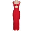 Fall Women Clothing Sexy Solid Color Sling Waist Slim Backless Sexy Dress Bella Mia