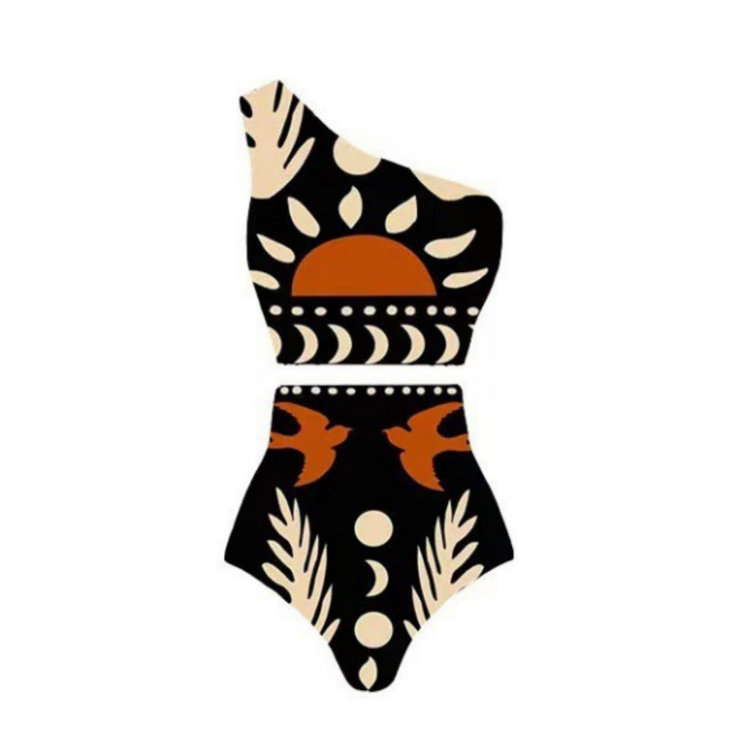 Lonkey Swimwear Retro Printed Mesh Trousers Conservative Swimwear Bikini Bella Mia