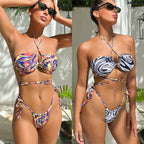 Bikini Double Bikini Sexy Swimsuit Backless Swimsuit Women Tied Swimsuit Printed Bikini Bella Mia