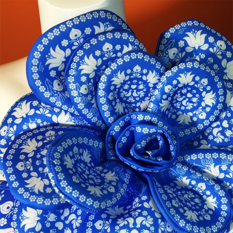 Blue Printing Handmade High Quality Big Floral One Piece Swimsuit Women Bella Mia