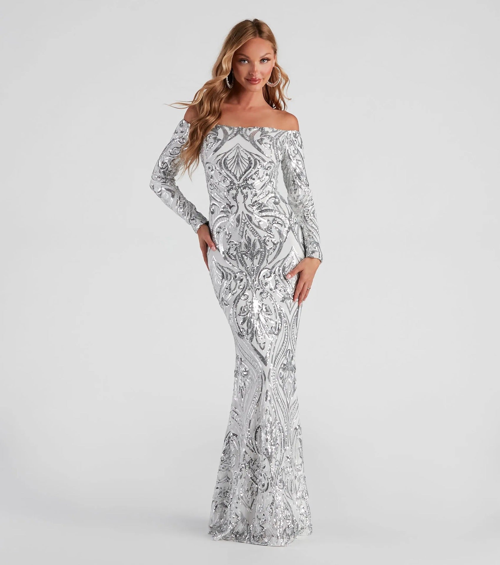 Women Elegant Sequ Sexy off Neck Dress Cocktail Evening Maxi Dress Bella Mia