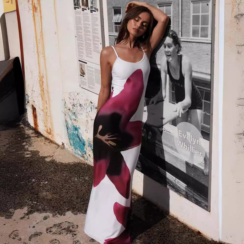Women Clothing Summer Sexy Spaghetti Strap Floral Print Hip Split Dress Women Beach Dress Bella Mia