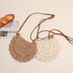 Lace Crossbody Cotton Thread Woven Bag Hollow Out Cutout Shoulder Straw Bag Vacation Beach Bag Women Bag Bella Mia