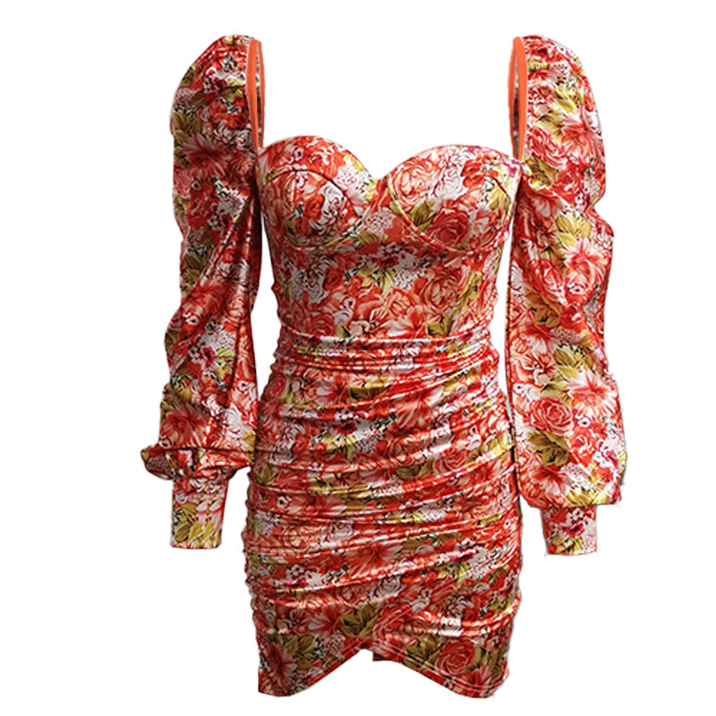 Long Sleeve Printed Sexy Dress Women Clothing Spring Autumn Bella Mia