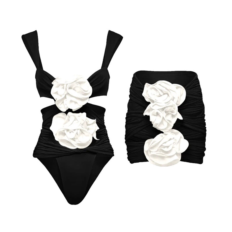 Handmade Floral One Piece Swimsuit Women Beach Vacation Suit Skirt Swimsuit Bella Mia