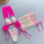 Three Piece Set Bikini Bikini Pleated Side Split Women Swimsuit Bella Mia