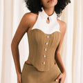 Corset Waist Sexy Patchwork Halter Office Sexy Vest Bella Mia