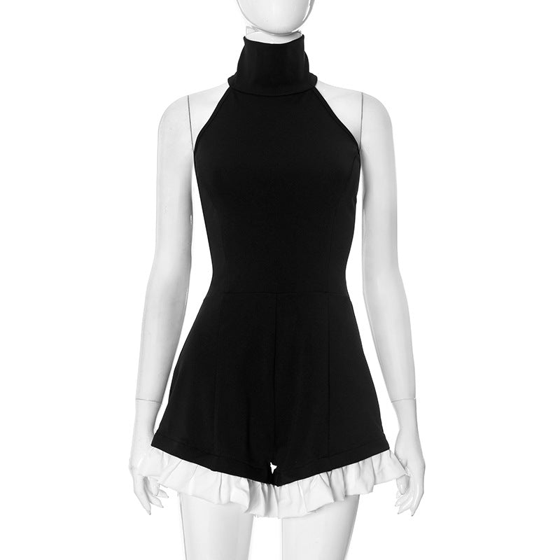 Spring Summer Women Clothing Color Contrast Patchwork Sleeveless Halter Sexy Slim Fit Romper Bella Mia