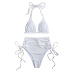 Sexy Solid Color High Waist Split Bikini Women Summer Swimsuit Halter Triangle Cup Swimsuit Bella Mia