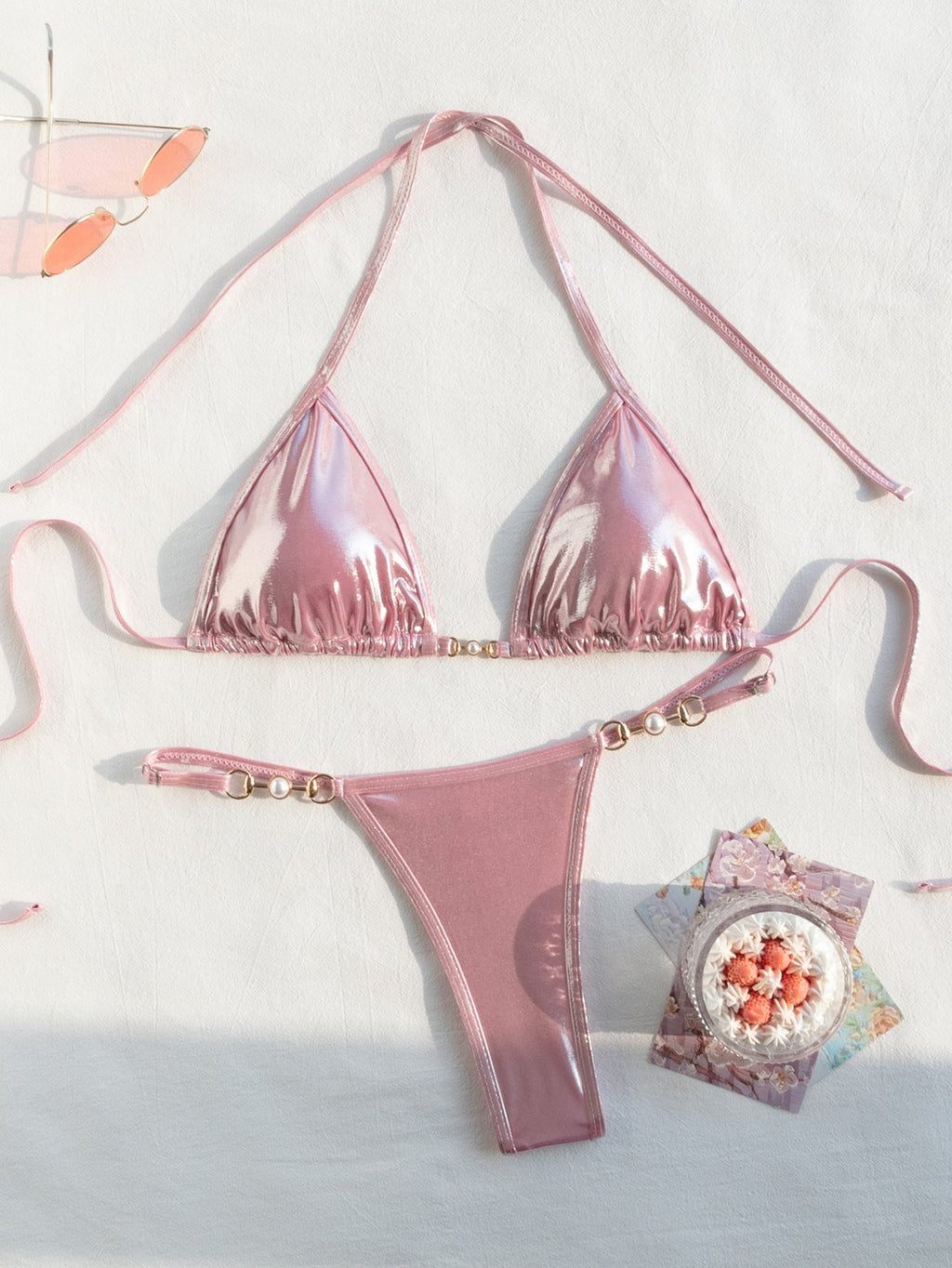 Split Swimsuit Women Sexy Backless Ornament Lace up Bikini Triangle Bag Bikini Bella Mia