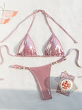 Split Swimsuit Women Sexy Backless Ornament Lace up Bikini Triangle Bag Bikini Bella Mia