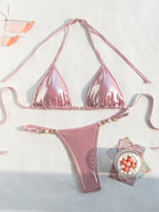 Split Swimsuit Women Sexy Backless Ornament Lace up Bikini Triangle Bag Bikini Bella Mia