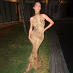 Summer Sexy Backless Slim Fit Strap Halter Irregular Asymmetric Leopard Print Dress Women Bella Mia