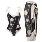 Sexy Swimsuit Women Conservative Cover Belly Lace Up Swimsuit Spring Chiffon Beach Skirt Set Bella Mia