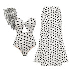 Ruffled One Piece Swimsuit Women Retro Bikini Mesh Beach Skirt Set Bella Mia