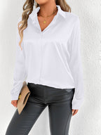 Women Clothes Clothes Spring Summer Satin Shirt Shirt Long Sleeve Satin Top Bella Mia
