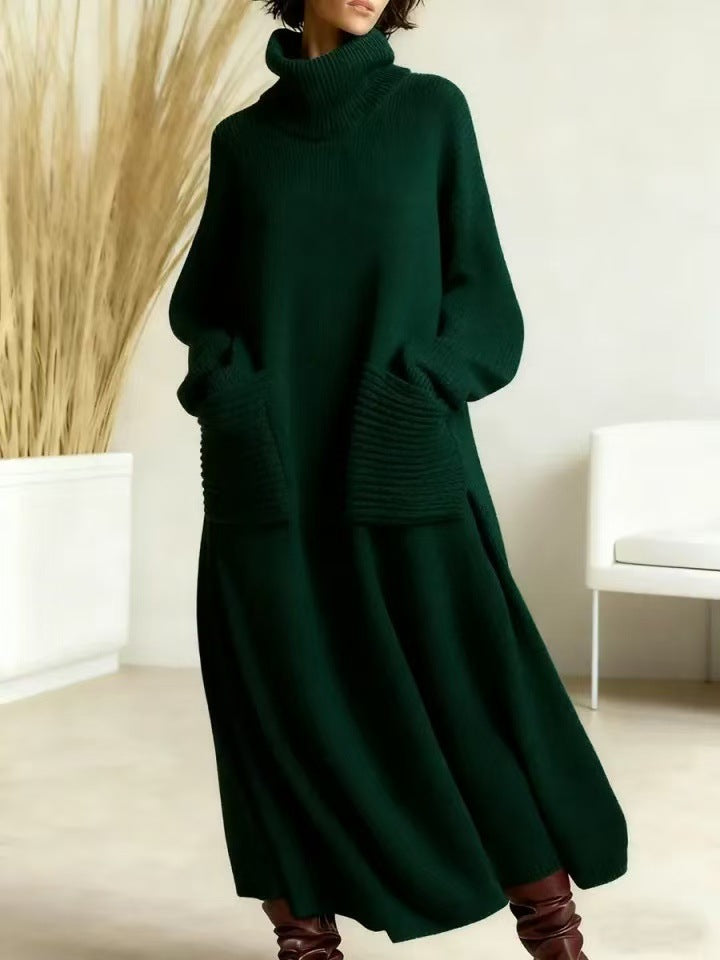 High Neck Woolen Dress Loose Woolen Coat Bella Mia