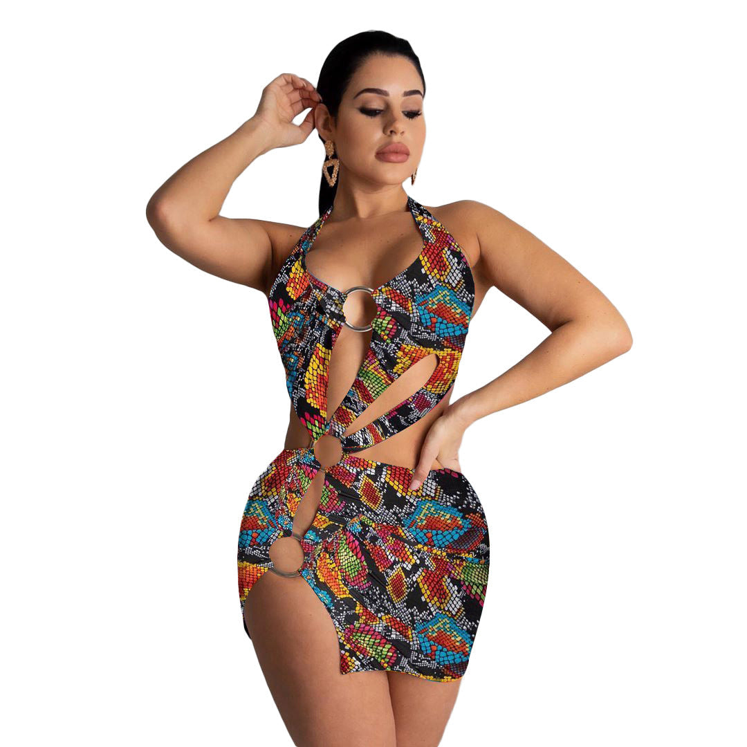 Women Clothing Women Swimsuit Colorful Printing Dress Bella Mia