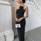 Women Clothing French Sexy Three Dimensional Floral Pleating Elegant Pure Hip Spaghetti Straps Dress Bella Mia