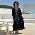 Cotton Printing Vacation Loose Maxi Dress Beach Jacket Maxi Dress Bikini Cover up Blouse Bella Mia