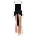 Pleated Ribbon Slim Fit High Waist Dress Sexy Wrapped Chest Waist Color Contrast Patchwork Dress Bella Mia