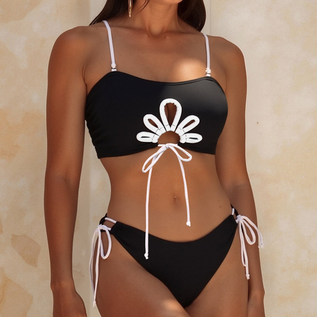 Bikini Color Matching Detachable Shoulder Strap Design Sexy Bikini Split Swimsuit