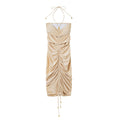 Light Nylon Solid Color Drawstring Draped Dress Sexy Tight Hip Dress Bella Mia
