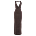 Summer Women Sexy Big Backless Dress Shiny Surface Sexy Swing Collar Sheath Dress