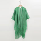 Beach Solid Color Sun Proof Tassel Knitting Beach Cover Up Sweater Shawl Cardigan Bella Mia