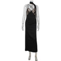 Sexy Lace Stitching Seductive V neck Backless Dinner Sling Dress Dress with Scarf Bella Mia