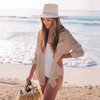 Crepe Shirt Seaside Vacation Blouse Beach Bikini Coat Shirt Swimsuit Outwear Cardigan Bella Mia