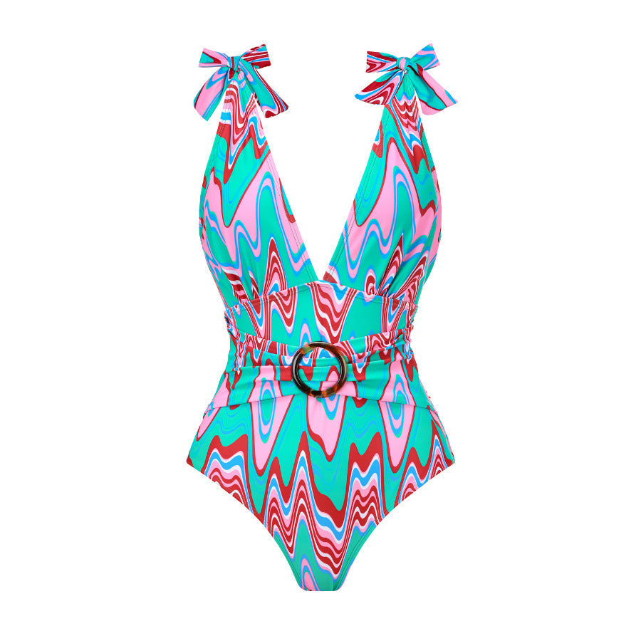 Spring Sexy Swimsuit Women Conservative Printed Swimsuit Wrap Skirt Set Bella Mia