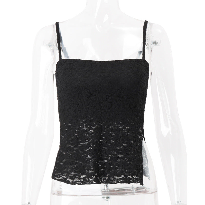 Women Clothing Summer Sexy Slim Lace Backless Solid Color Camisole Bella Mia