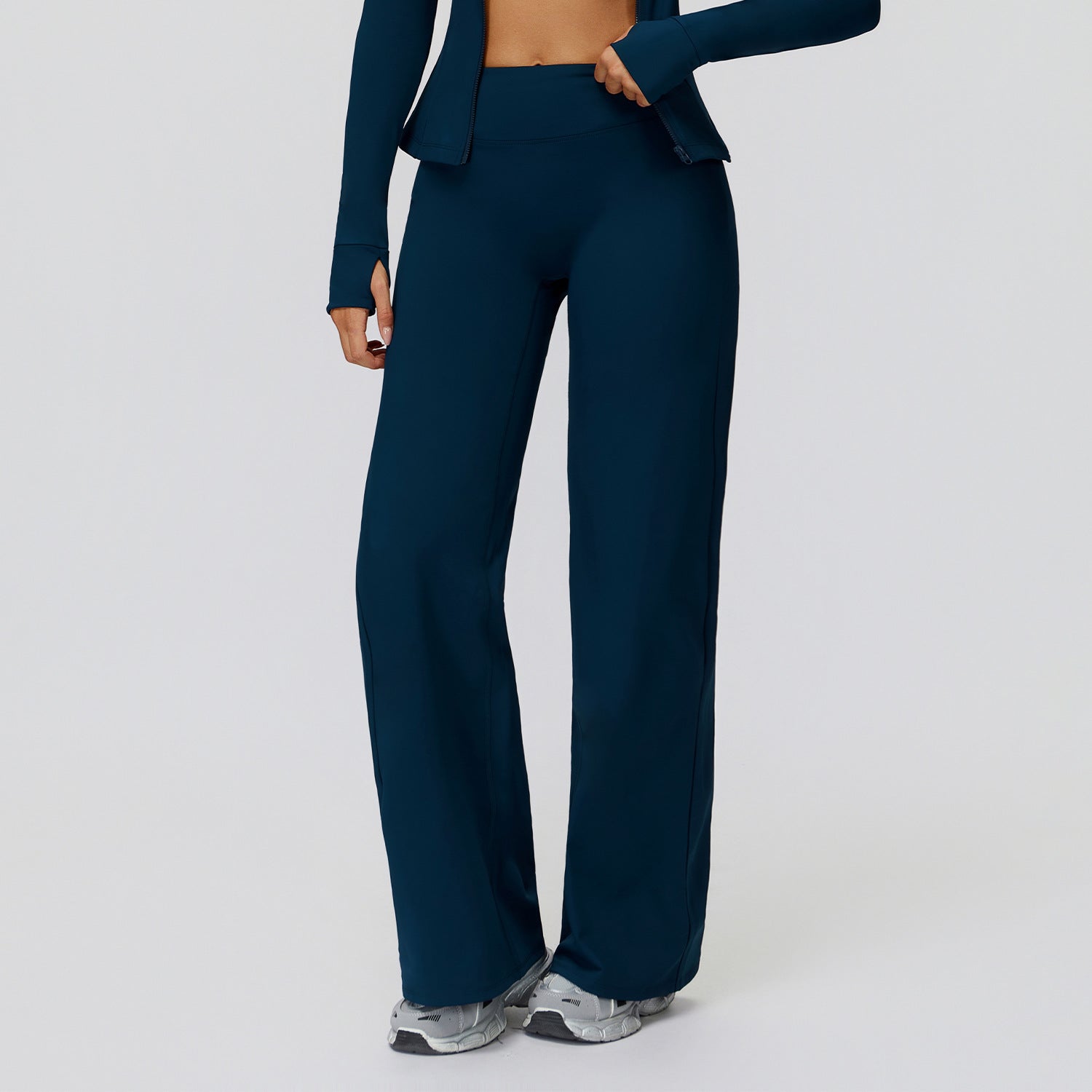 Casual Trousers Fleece-Lined Keep Warm High Waist Wide Leg Pants Outdoor Sports Running Wide Leg Pants Women Bella Mia