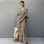 Printed Long Skirt Beach Cover up Vacation Maxi Dress Bikini Swimsuit Blouse Sun Protection Shirt Bella Mia