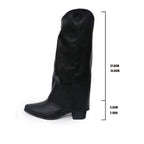 Retro Rivet High Top Western Cowboy Boot Women Long Mid Heel Pointed Toe Slip on Knight Boots Long Boots Bella Mia