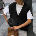 Casual Simple Buttons Vest Woolen Women Clothing Autumn Winter Bella Mia