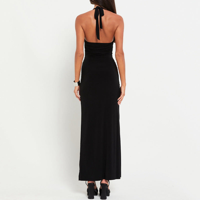 Women Clothing Summer Metal Butterfly Sexy Cutout Halter Dress Bella Mia