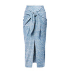 Bikini Triangle Sexy Denim Printing Split Swimsuit Women Wrap Skirt Bella Mia