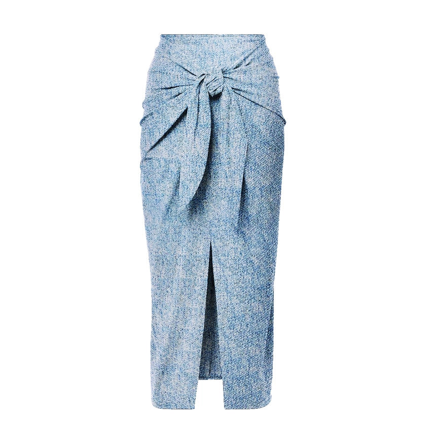 Bikini Triangle Sexy Denim Printing Split Swimsuit Women Wrap Skirt Bella Mia