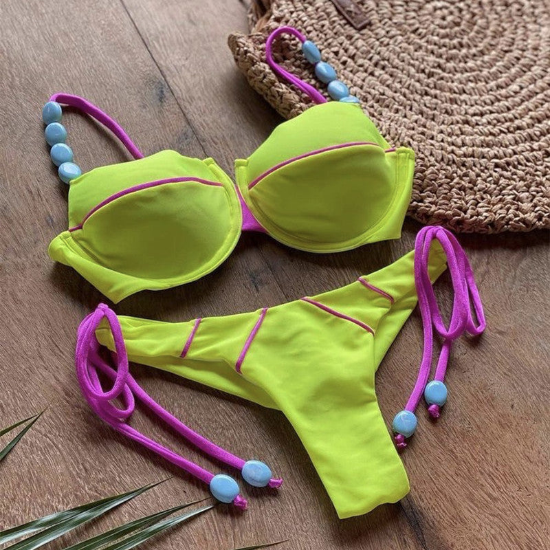 Sexy Sunken Stripe Split Bikini Women Swimsuit Bella Mia