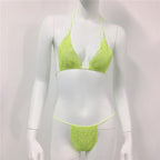 Women Clothing Rhinestone Bikini Set Carnival Sexy Lace Up Outdoor Beach Split Swimsuit Bella Mia