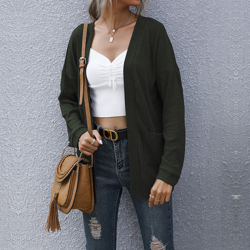 Autumn Winter Casual Women Wear Basic Long Sleeve Solid Color Long Sweater Cardigan Bella Mia